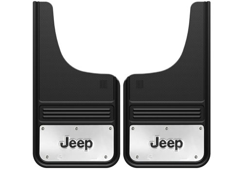 Truck Hardware 2pc 12 x 23 Front "Jeep" Mud Flaps - Click Image to Close